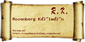 Rozenberg Kálmán névjegykártya